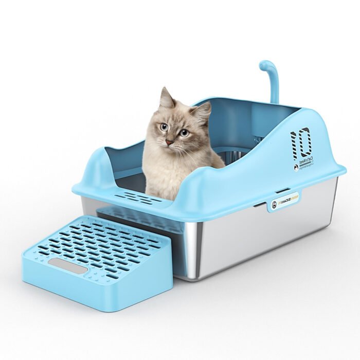 Cat-Inspired Stainless Steel Cat Litter Box