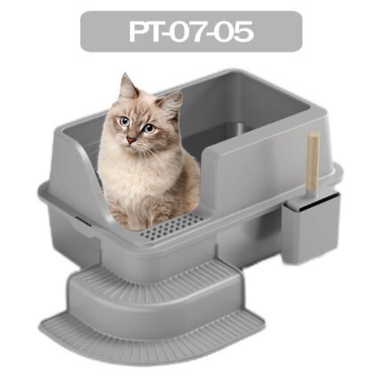 Tiered Footboard Stainless Steel cat Litter Box