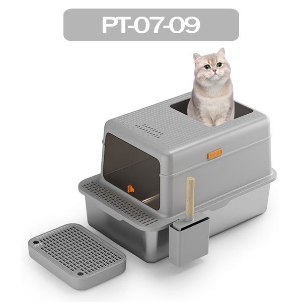 Top Entry Full Enclosed Stainless Steel Cat Litter Box