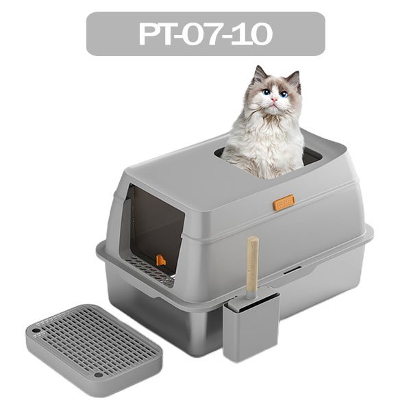 Flexible Exit/Entryway Full Enclosed Stainless Steel Cat Litter Box