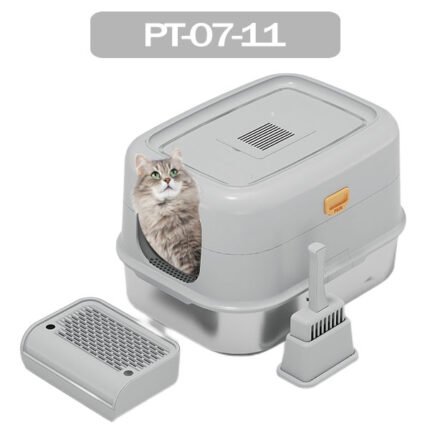 Oval Shape Full Enclosed Stainless Steel Cat Litter Box