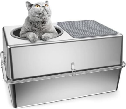 Fully Enclosed All Stainless Steel Top-Entry Cat Litter Box