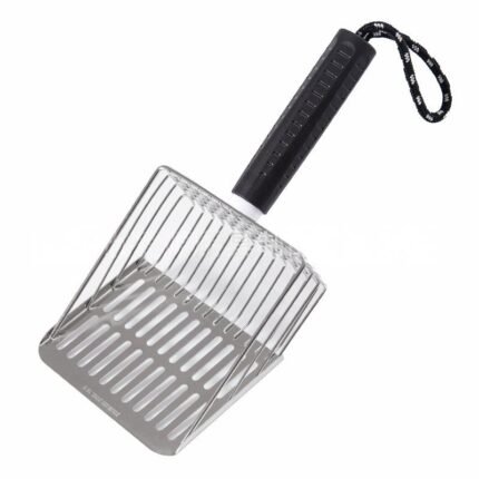 304 stainless steel cat Litter Scoop With Detachable rubber Handle