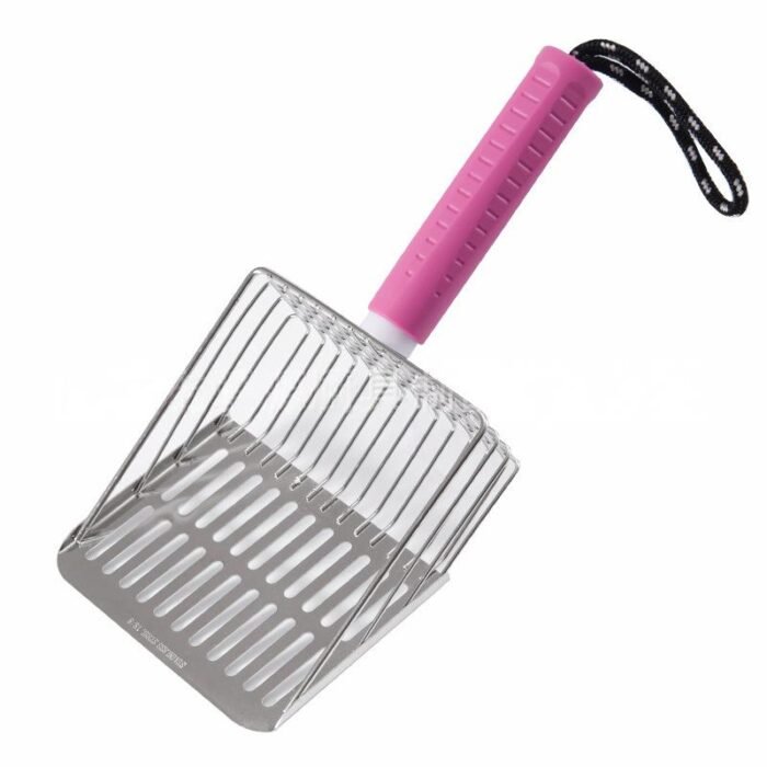 304 stainless steel cat Litter Scoop With Detachable rubber Handle