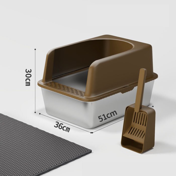 Stainless Steel Cat Litter Box W/Mat