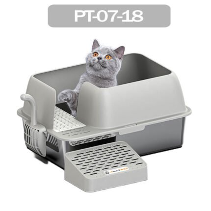 Fashion Semi Open Stainless Steel Cat Litter Box