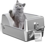 Full Stainless Steel Side Entry Cat Litter Box
