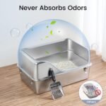 Full Stainless Steel Side Entry Cat Litter Box