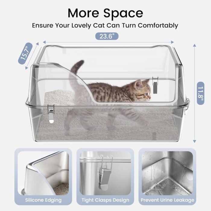 Full Stainless Steel Side Entry Cat Litter Box