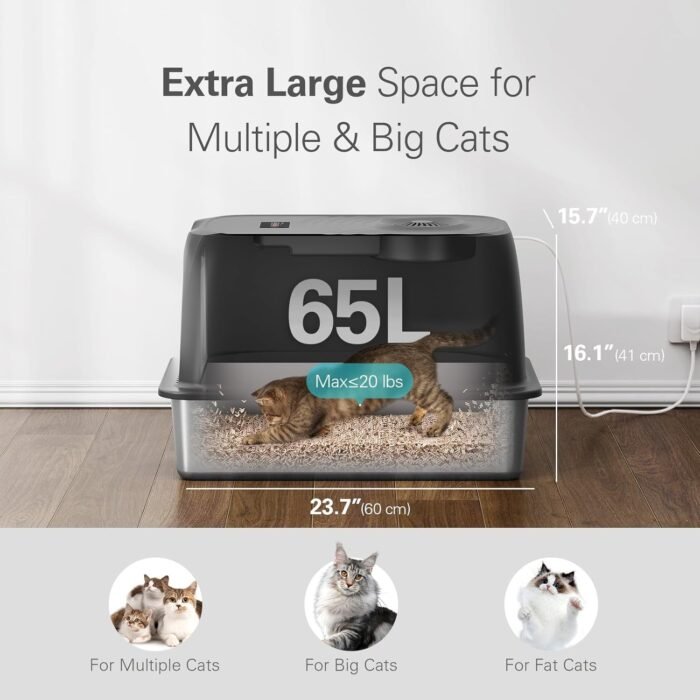 Auto Odor Removal Stainless Steel Cat Litter Box