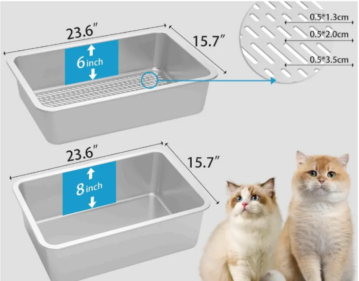 PT-08-8 Sifting Stainless Cat Litter Box
