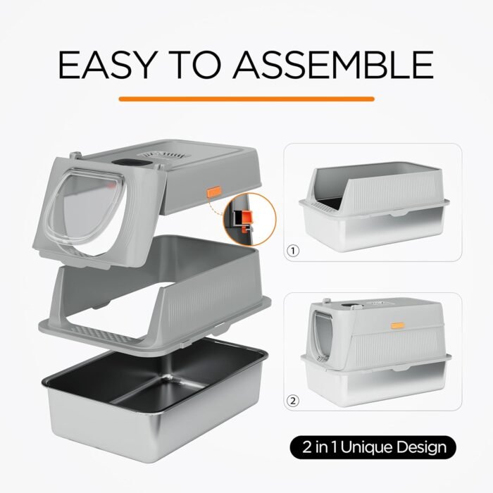 PT-07-34 Enclosed Removable Metal Litter Box