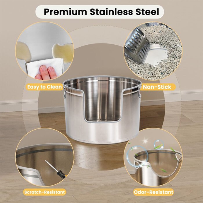 Round Stainless Steel Litter Box