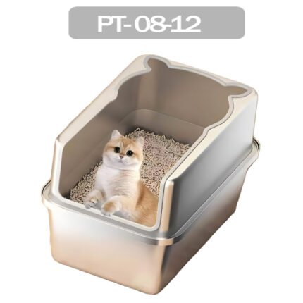 semi-open Seamless full stainless steel cat litter box